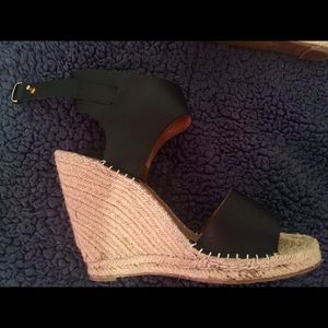 Joie black wedge* espadrilles * w/ gold hardware